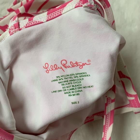 Lily Pulitzer Pink and white Swim Suit Size 2 - Picture 3 of 3